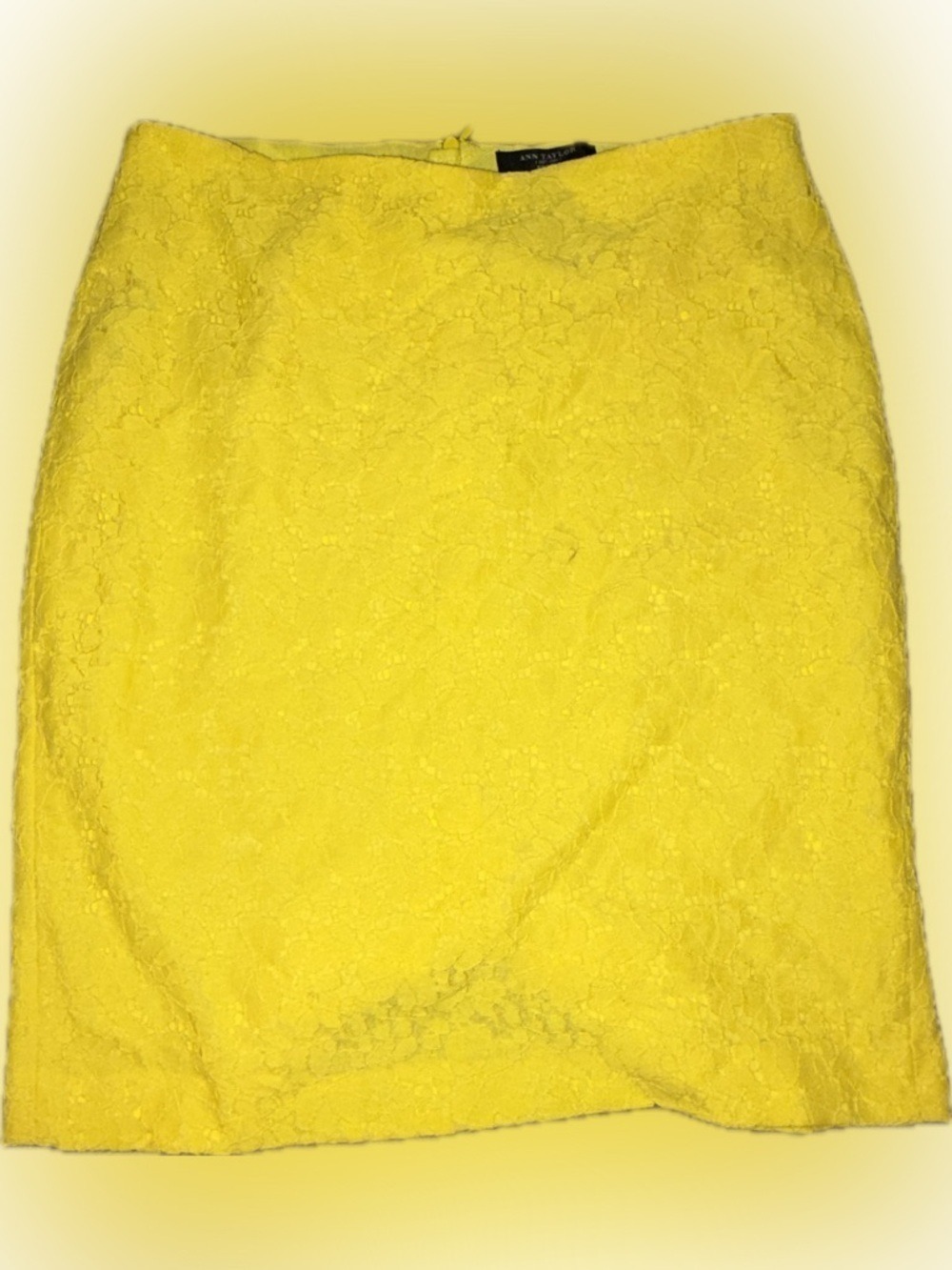 Ann Taylor Bright Yellow Lace Pencil Skirt